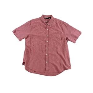 Tony Hawk Men's L Red White Gingham Check Button Front Short Sleeve Shirt Skate